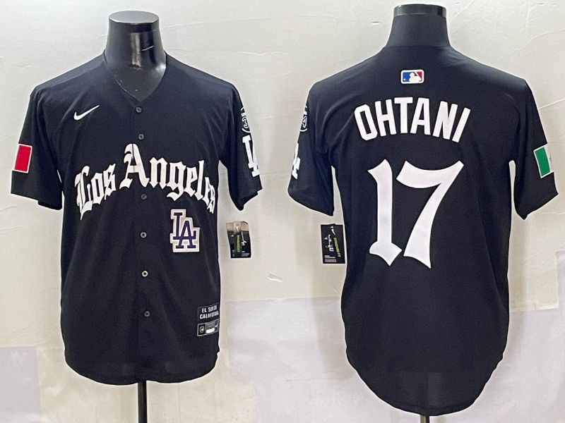 Men Los Angeles Dodgers #17 Ohtani Black Five generations Joint Name 2025 Nike MLB Jersey style 11
